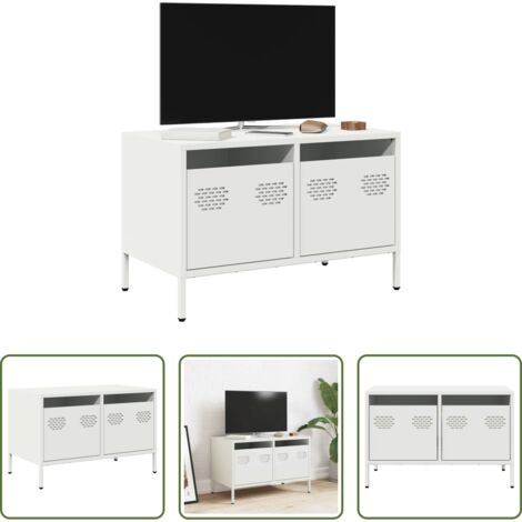 Mueble industrial -  Mueble para TV acero laminado en frío blanco 68x39x43,5 cm