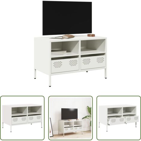 Mueble industrial -  Mueble para TV acero laminado en frío blanco 68x39x43,5 cm