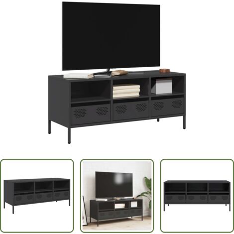 Mueble industrial -  Mueble para TV acero laminado en frío negro 101,5x39x43,5 cm