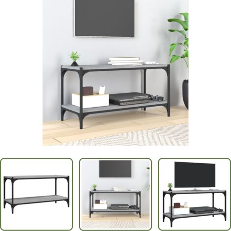 Mueble industrial -  Mueble para TV contrachapada y acero gris Sonoma 80x33x41 cm