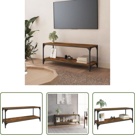 Mueble industrial -  Mueble para TV contrachapada y acero roble ahumado 100x33x41 cm