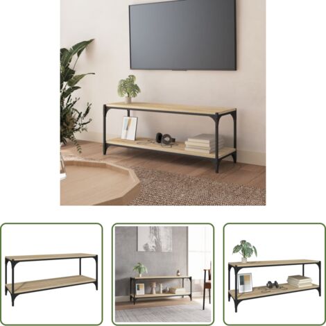 Mueble industrial -  Mueble para TV contrachapada y acero roble Sonoma 100x33x41 cm