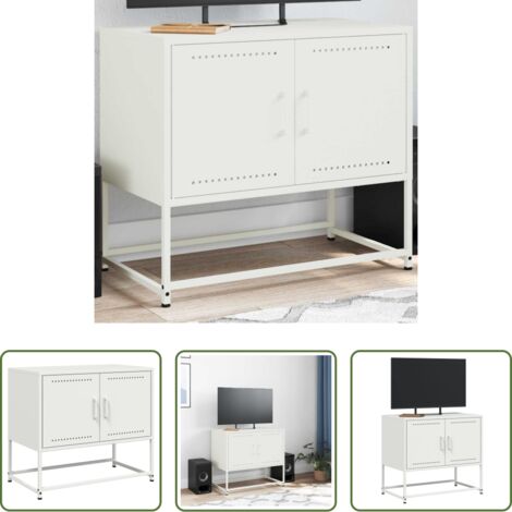 Mueble industrial -  Mueble para TV de acero blanco 68,5x39x60,5 cm