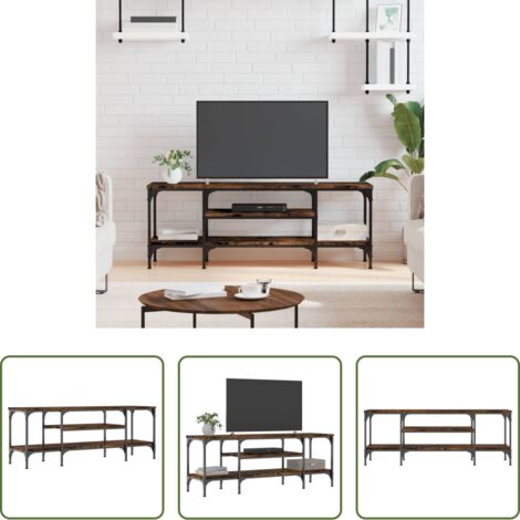Mueble industrial -  Mueble TV madera ingeniería y hierro roble ahumado 121x35x45 cm