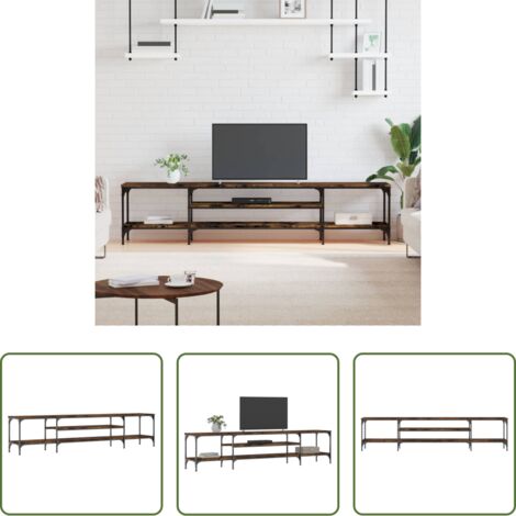 Mueble industrial -  Mueble TV madera ingeniería y hierro roble ahumado 201x35x45 cm