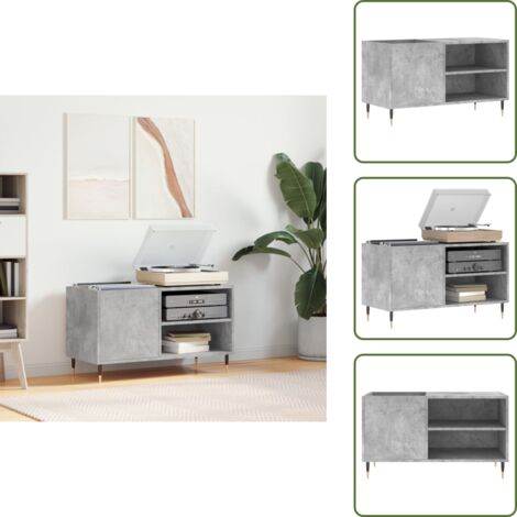 Mueble industrial - vidaXL Mueble de discos madera de ingeniería gris hormigón 85x38x48 cm - Mueble de discos