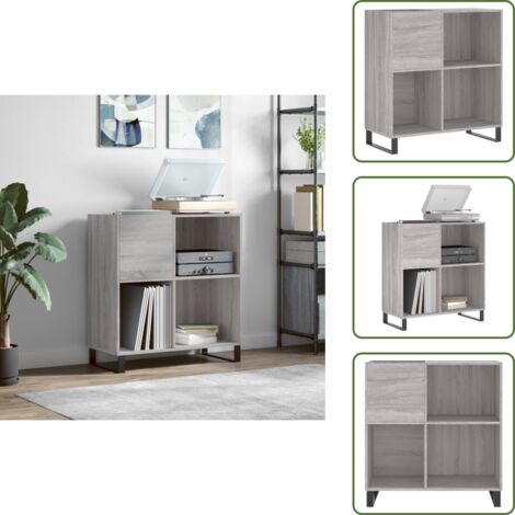Mueble industrial - vidaXL Mueble discos madera contrachapada gris Sonoma 84,5x38x89 cm - Armario para vinilos