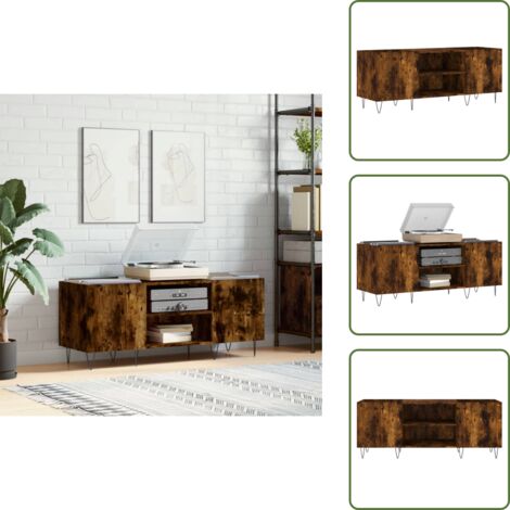 Mueble industrial - vidaXL Mueble discos madera contrachapada roble ahumado 121x38x48 cm - Tocadiscos