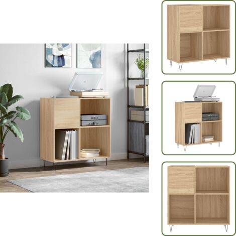 Mueble industrial - vidaXL Mueble discos madera contrachapada roble Sonoma 84,5x38x89 cm - Mueble para tocadiscos