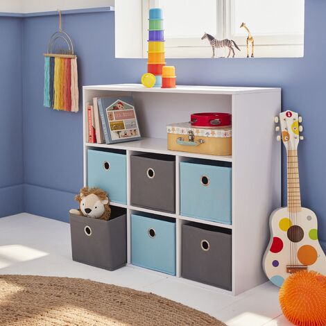 Mueble infantil con 6 cestas, Camille, Azul, 76.2x29.5x70 cm