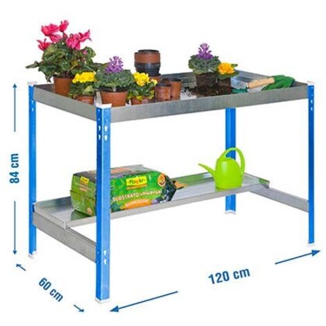 Mueble jardín SIMONGARDEN desk 1200x600 azul/galvanizada