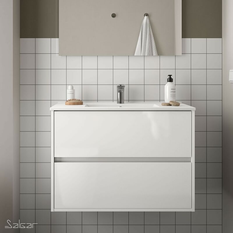 

Mueble de baño NOJA 90 BLANCO BRILLO+ Lavabo - Blanco brillo