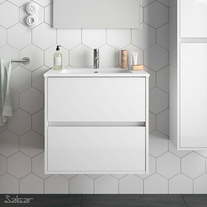 

Mueble de baño NOJA 60 BLANCO BRILLO+ Lavabo - Blanco brillo