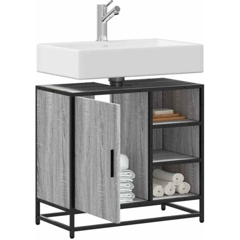 Mueble lavabo baño madera contrachapada  gris 65x33x60 cm