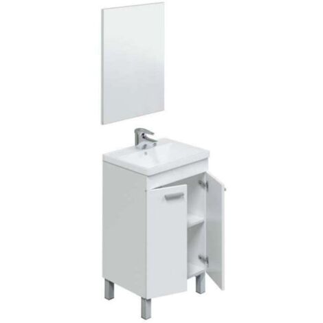 Mueble lavabo cerámico y espejo Konce en acabado blanco 80 cm(alto)50 cm(ancho)40 cm(largo)