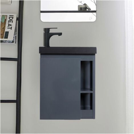 Mueble lavabo de pared HAMPTON de resina negra