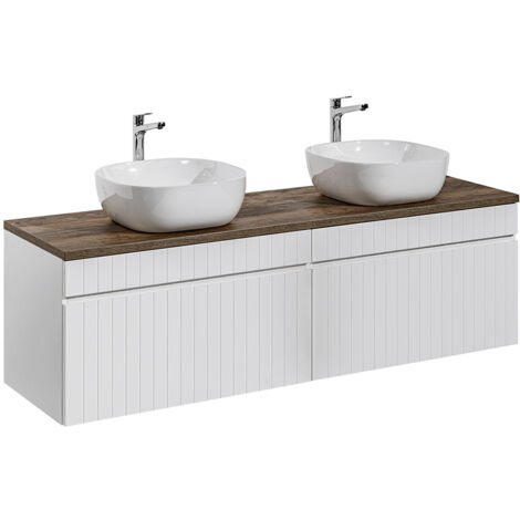 Mueble lavabo doble 160 cm Zelie Blanco y Madera
