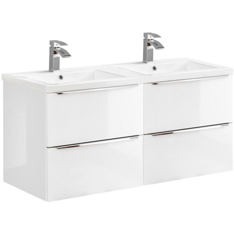 Mueble lavabo doble encastrable 120 cm April Blanco