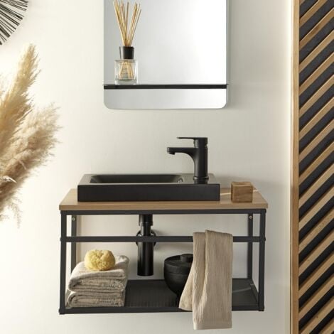 MOB-IN Mueble lavabo grande WILO con lavabo de resina de 60 cm