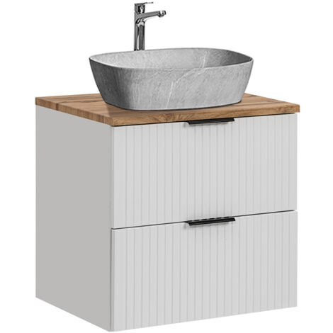 Mueble lavabo individual efecto piedra de 60 cm Adriel blanco