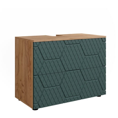 Mueble lavabo  Irma, Verde, 80 cm con 2 cajones, Vicco