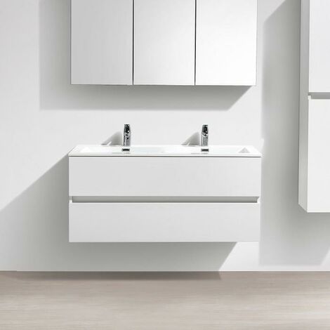 Mueble lavabo + lavabo 120cm MONTADO SIENA Blanco Lacado
