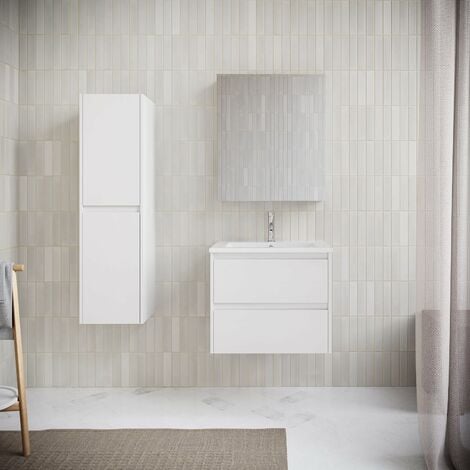 Mueble bajo lavabo 81 x 46,50 cm Jacob Delafon Tolbiac blanco y espejo led