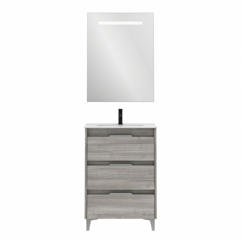 

Amizuva - Mueble de baño Suki 60 tres cajones Gris Arenado