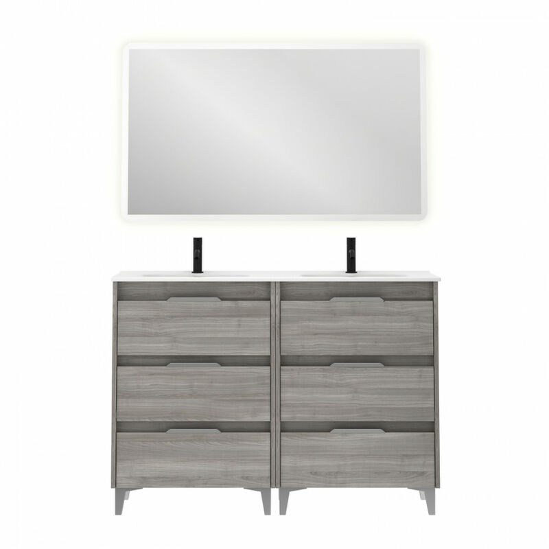 

Mueble de baño Amizuva Suki 120 seis cajones Gris Arenado