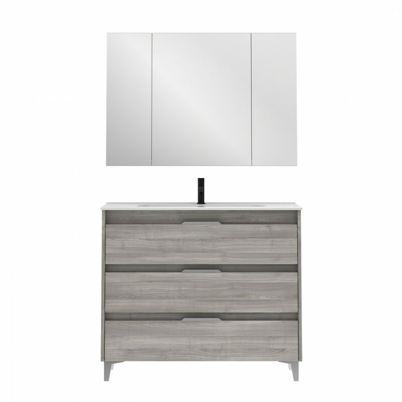 

Mueble de baño Amizuva Suki 100 tres cajones Gris Arenado