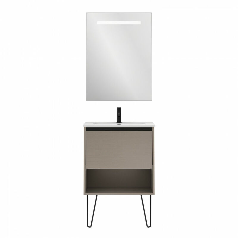 

Mueble de baño Amizuva Yoko 60 un cajón + hueco Fumé Arenado