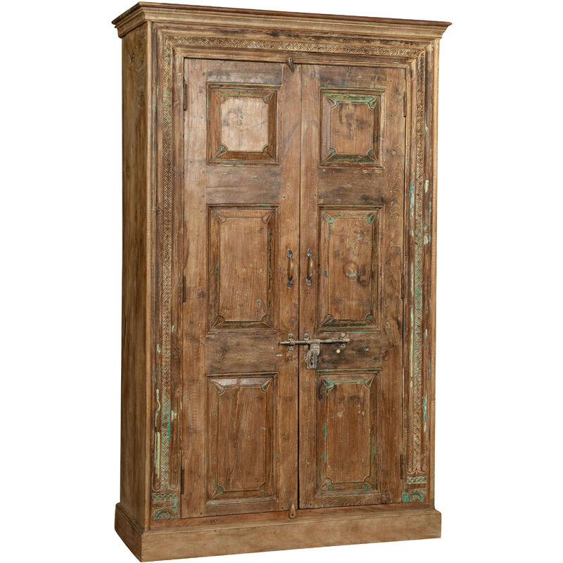 

Mueble librería de madera maciza con puerta antigua