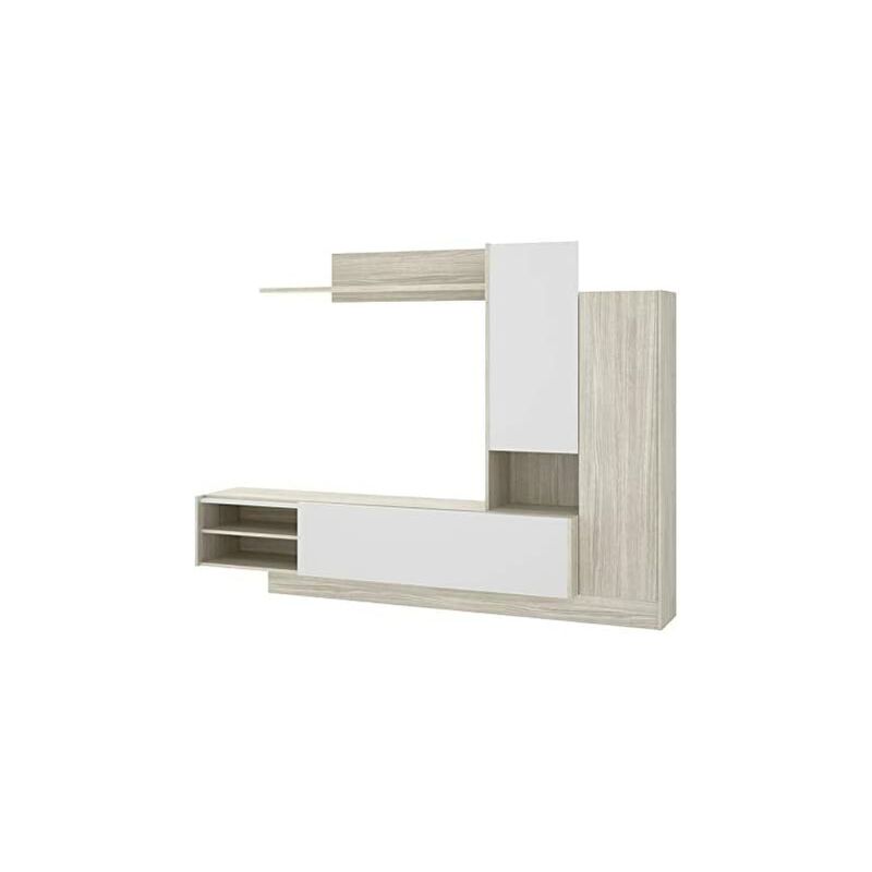 

Mueble moderno, medidas: Alto:168cm - Ancho:218cm - Fondo:40cm (Blanco Brillo y Gris)