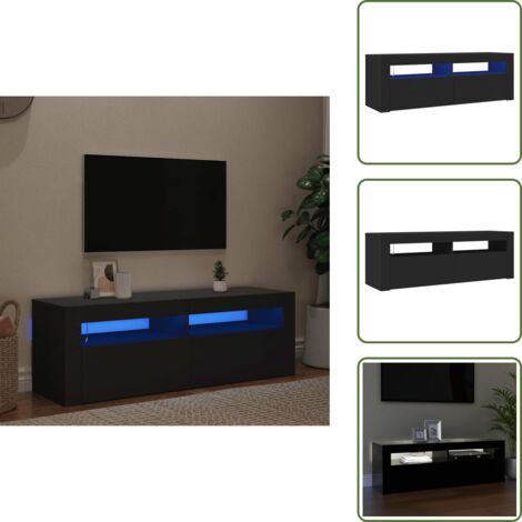 Mueble moderno - vidaXL Mueble de TV con luces LED negro 120x35x40 cm - Mueble de TV con luces