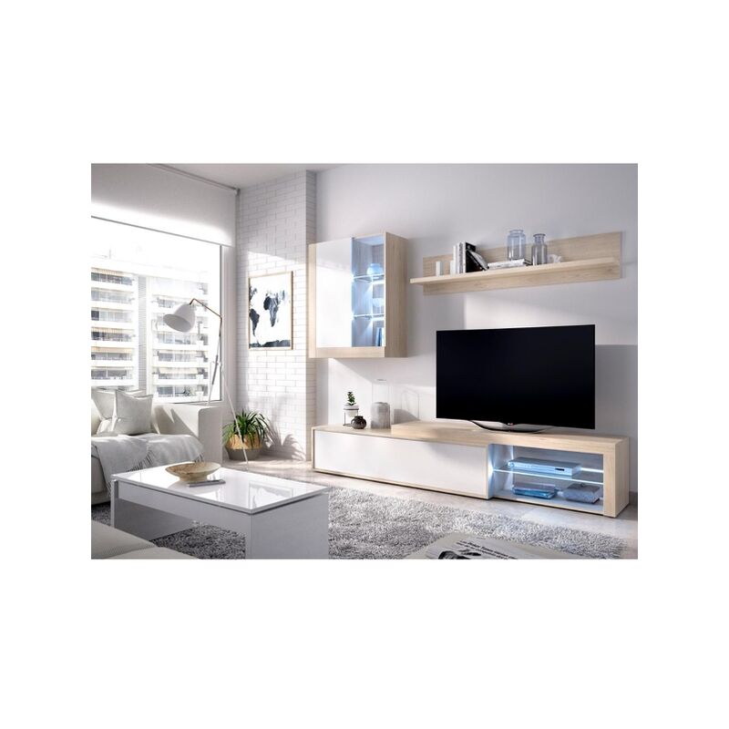 

Koln Salón TV con leds, con puertas y estante a Pared