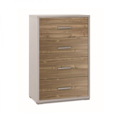 Mueble móvil con 4 cajones 71L x 41P x h110 – Acabado Blanco Mate y Acabado Madera Nogal – Sarmog