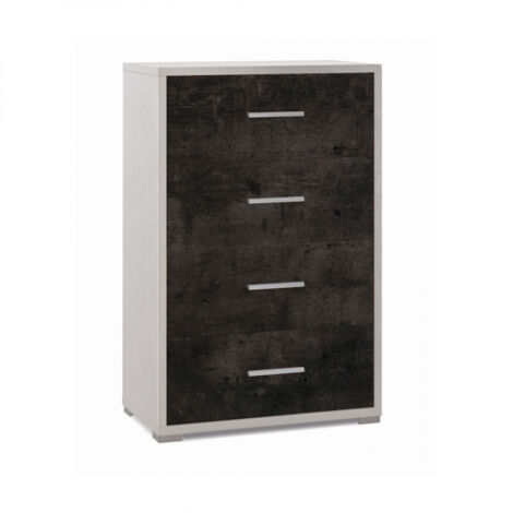 Mueble móvil de 4 cajones 71L x 41P x h110 – Acabado en Blanco Mate y Negro Mate – Sarmog
