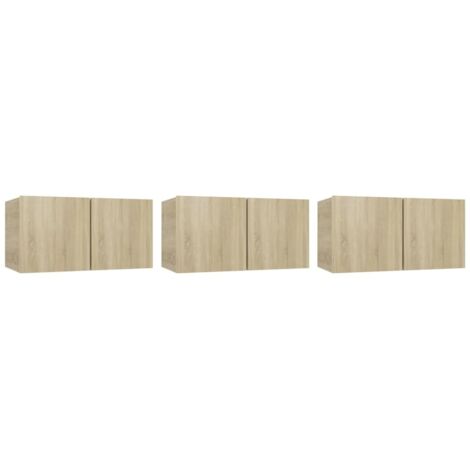 Mueble multimedia para TV estante para televisión buffet para televisión comedor salón dormitorio colgante 3 piezas roble Sonoma 60 x 30 x 30 cm marrón 020029194