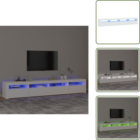 Mueble multimedia - vidaXL Mueble de TV con luces LED blanco 240x35x40 cm - Almacenamiento