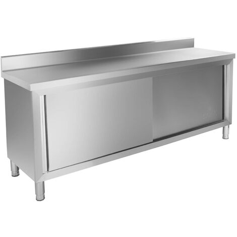 Mueble neutro de acero inoxidable - ECO - 200 x 60 cm - 160 kg - antisalpique -
