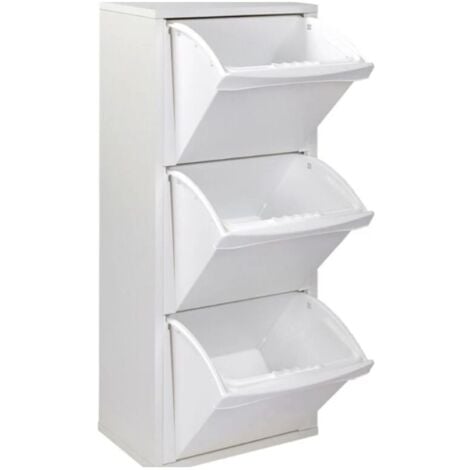 Mueble papelera con 3 cubos extraíbles blanco 40x25x102H cm - Elide