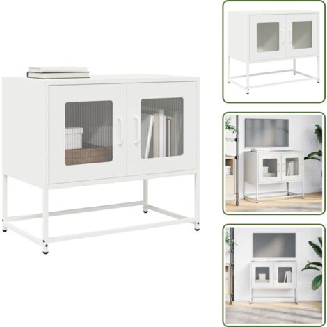 Mueble para baño - vidaXL Mueble para TV acero laminado en frío blanco 68x39x60,5 cm - Mueble para cocina