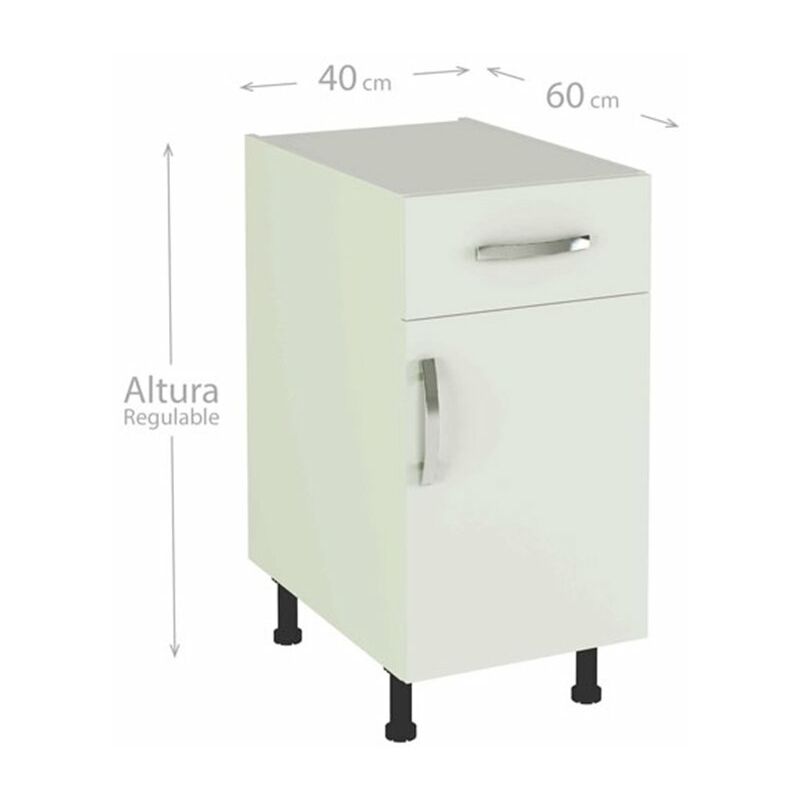 

Meka Block - Mueble para cocina bajo 1 puerta 1 cajón Color BLANCO