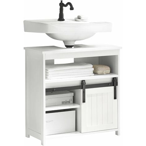 Mueble para baño debajo del lavabo, mueble bajo de baño, multiusos con  doble puerta, color blanco, 60 x 30 x 60 cm : : Hogar y cocina