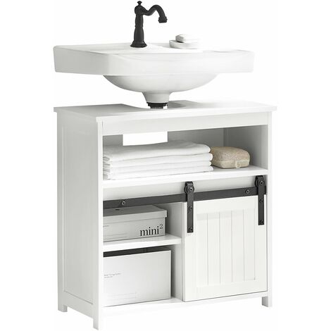 Mueble para baño debajo del lavabo, mueble bajo de baño, multiusos con  doble puerta, color blanco, 60 x 30 x 60 cm : : Hogar y cocina