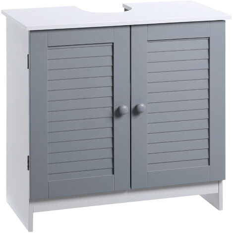 Mueble para Debajo del Lavabo Armario de Suelo para Baño de Madera con 2 Puertas y Estante Interior Ajustable Estilo Moderno Carga 30 kg 60x30x60 cm