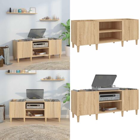 Mueble para discos de madera de roble Sonoma 121x38x48 cm - Mueble para vinilos - Almacenamiento de discos