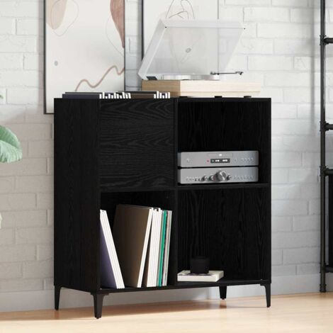 Mueble para discos de vinilo Roble negro 84.5 x 38 x 89 cm