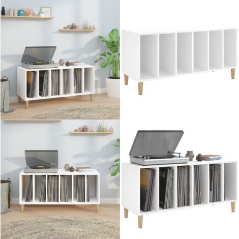 Mueble para discos madera contrachapada blanco 100x38x48 cm - Armario para vinilos - Almacenamiento de discos