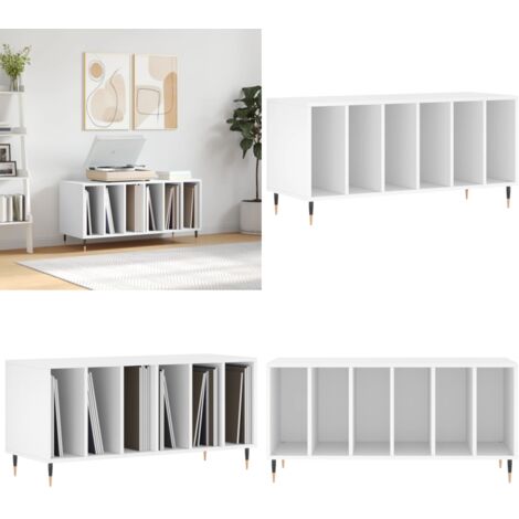 Mueble para discos madera contrachapada blanco 100x38x48 cm - Vinilos - Almacenamiento de discos